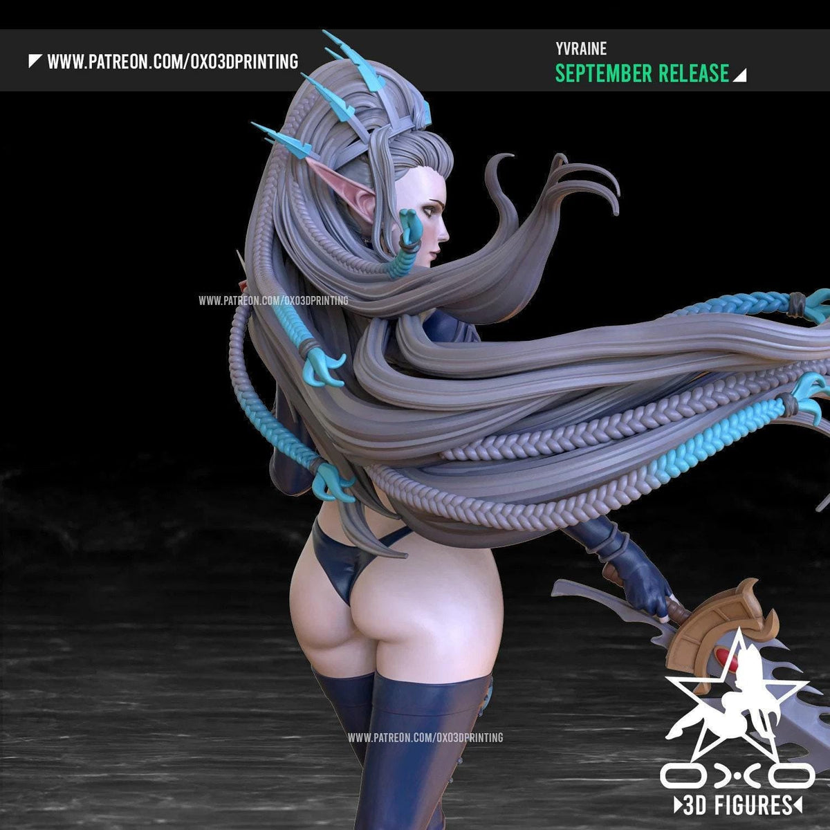 Yvraine NSFW 3D Printed Statue – Mature Eldar Warrior Queen Resin Collectible, Made to Order for Adult Collectors & Fans