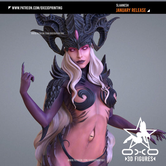 Slaanesh Waifu NSFW 3D Printed Statue – Mature Warhammer-Inspired Resin Collectible, Made to Order for Adult Collectors