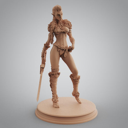 NSFW Elf Barbarian Warrior Miniature - Painted/Unpainted Erotic Figure