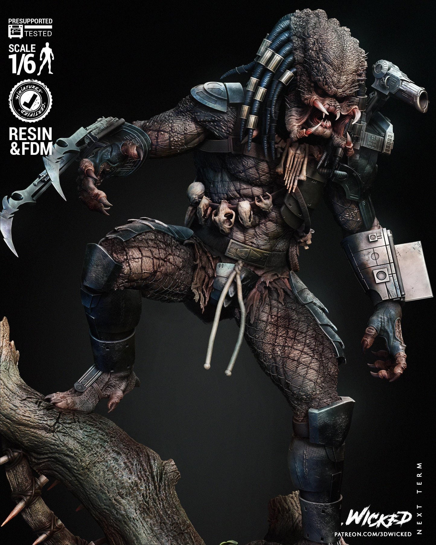 Predator and Dutch Diorama 3D Print Collectible Miniature Statue Figure Gift Idea for Man Woman Painter