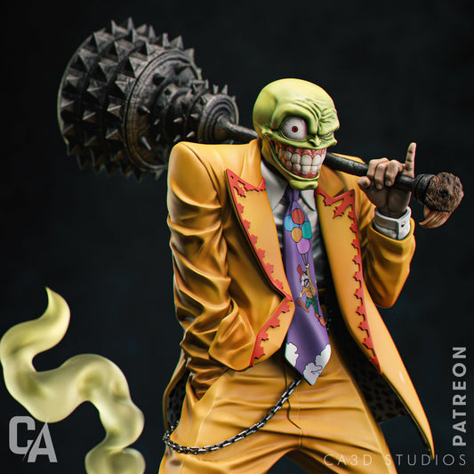 a statue of a man in a suit holding a bat