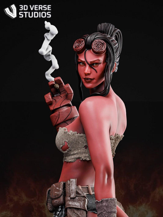 Striking Female Hellboy 'Hellgirl' 3D Printed Collectible Statue – Unique Fan Art Figure for Adults