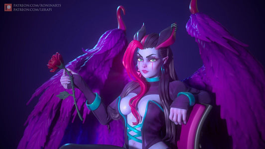 Succubus Angie Pinup Collectible 3D Printed Statue | Explicit Fantasy Resin Figure for Adult Collectors NSFW