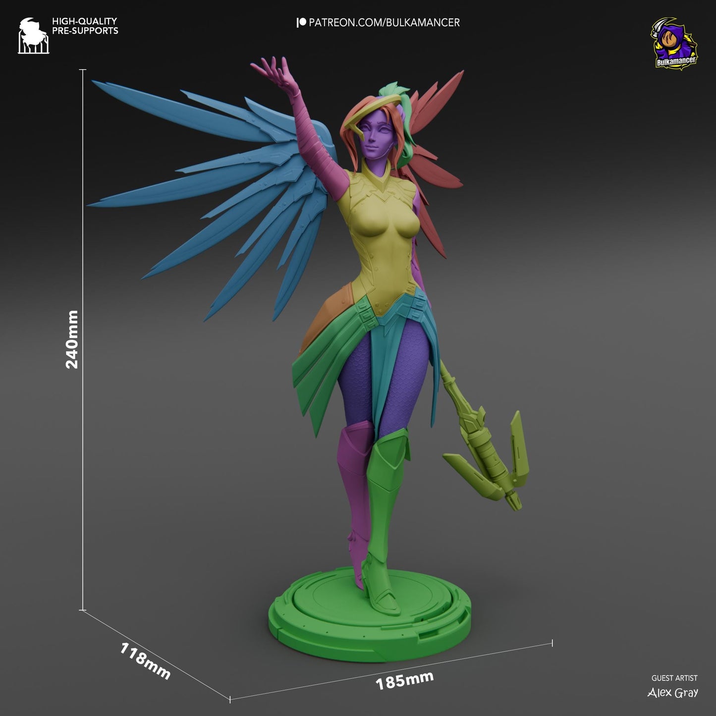 a statue of a woman with wings on a pedestal
