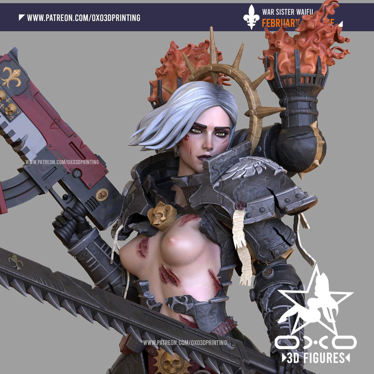 Warrior Sister NSFW 3D Printed Statue – Mature Sci-Fi Warrior Resin Collectible, Made to Order for Adult Collectors