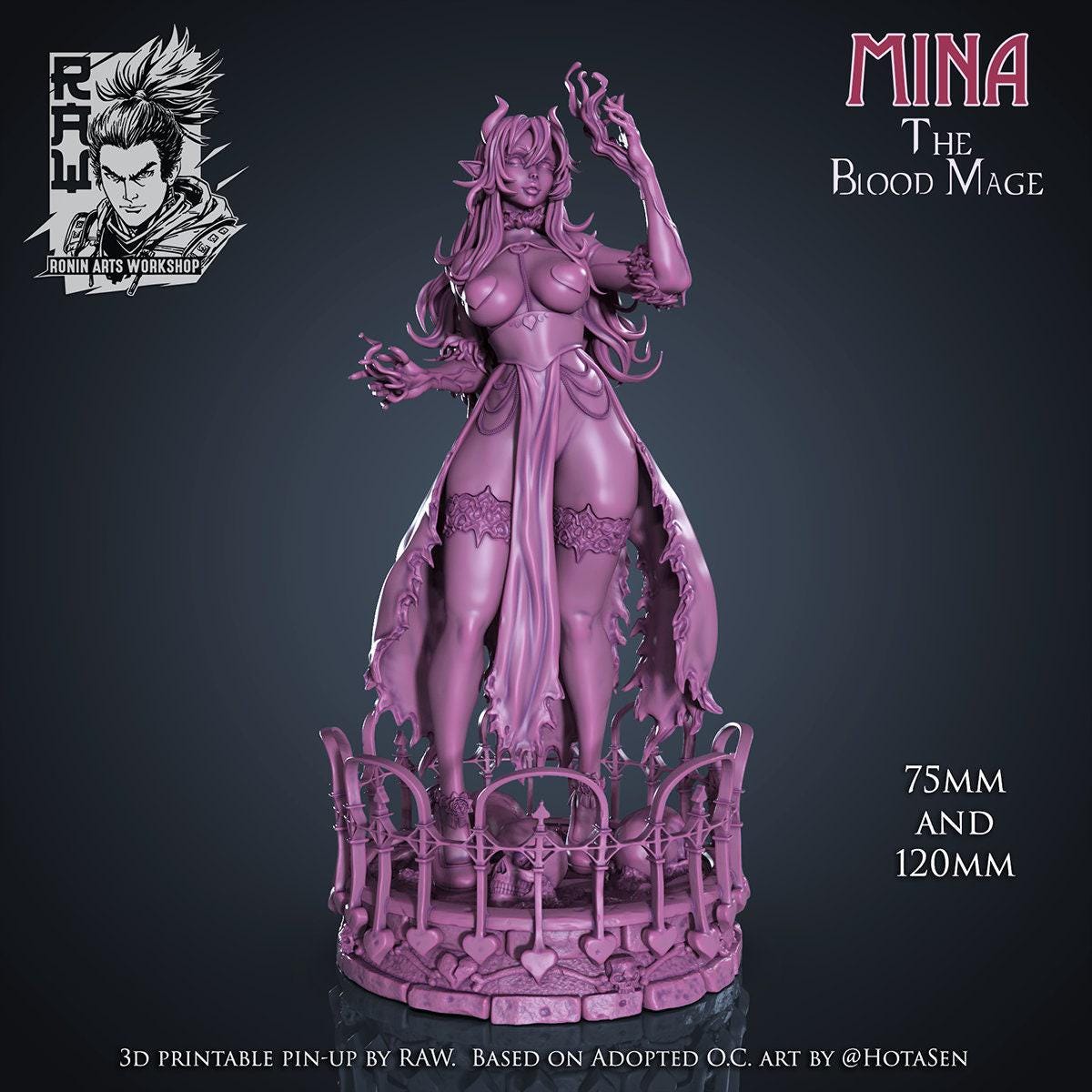Mina Blood Mage NSFW 3D Printed Statue – Mature Pin-Up Resin Collectible, Made to Order for Adult Collectors & Fans