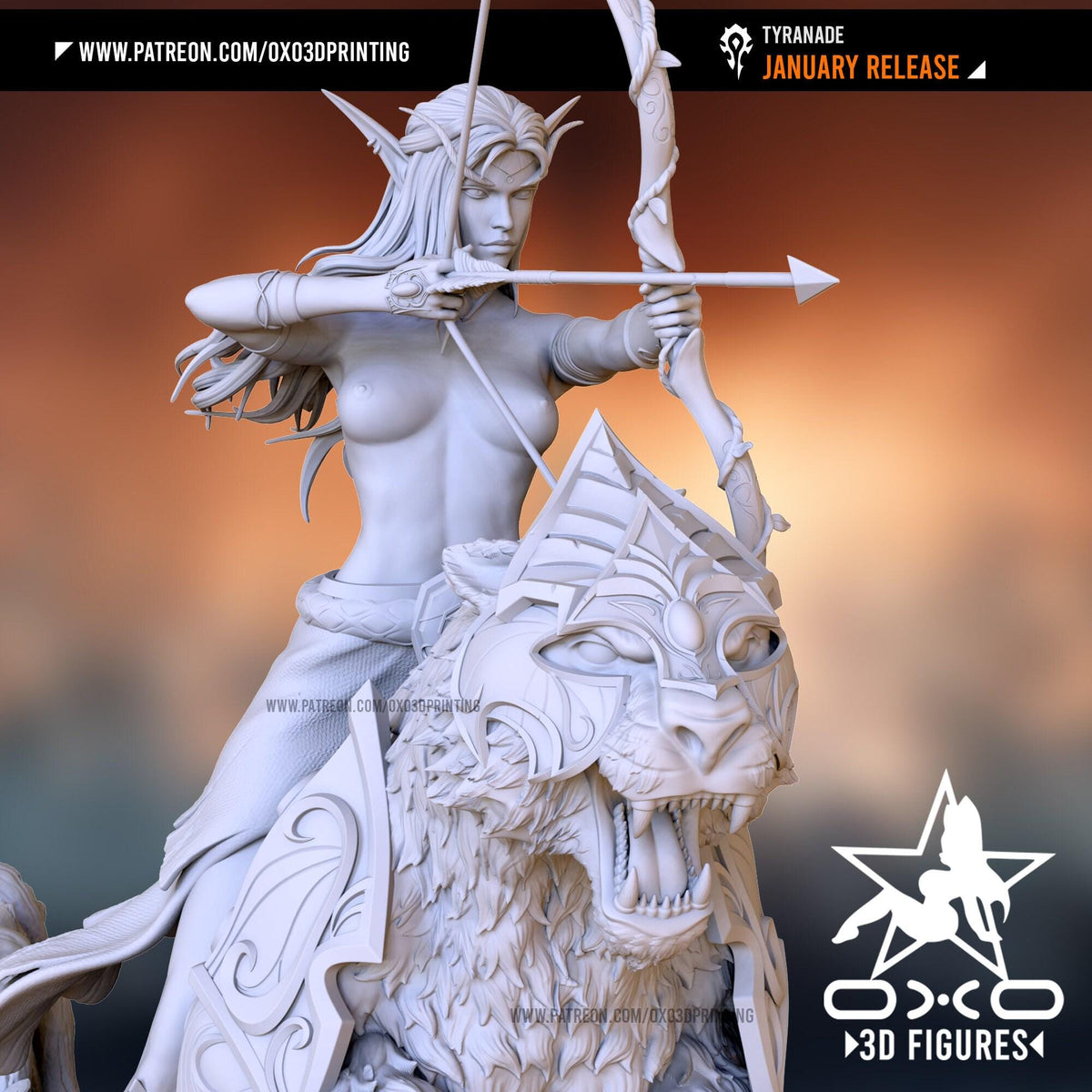 Tyrande Whisperwind NSFW 3D Printed Statue – Mature Fantasy Resin Collectible, Made to Order for Adult Collectors & Fans