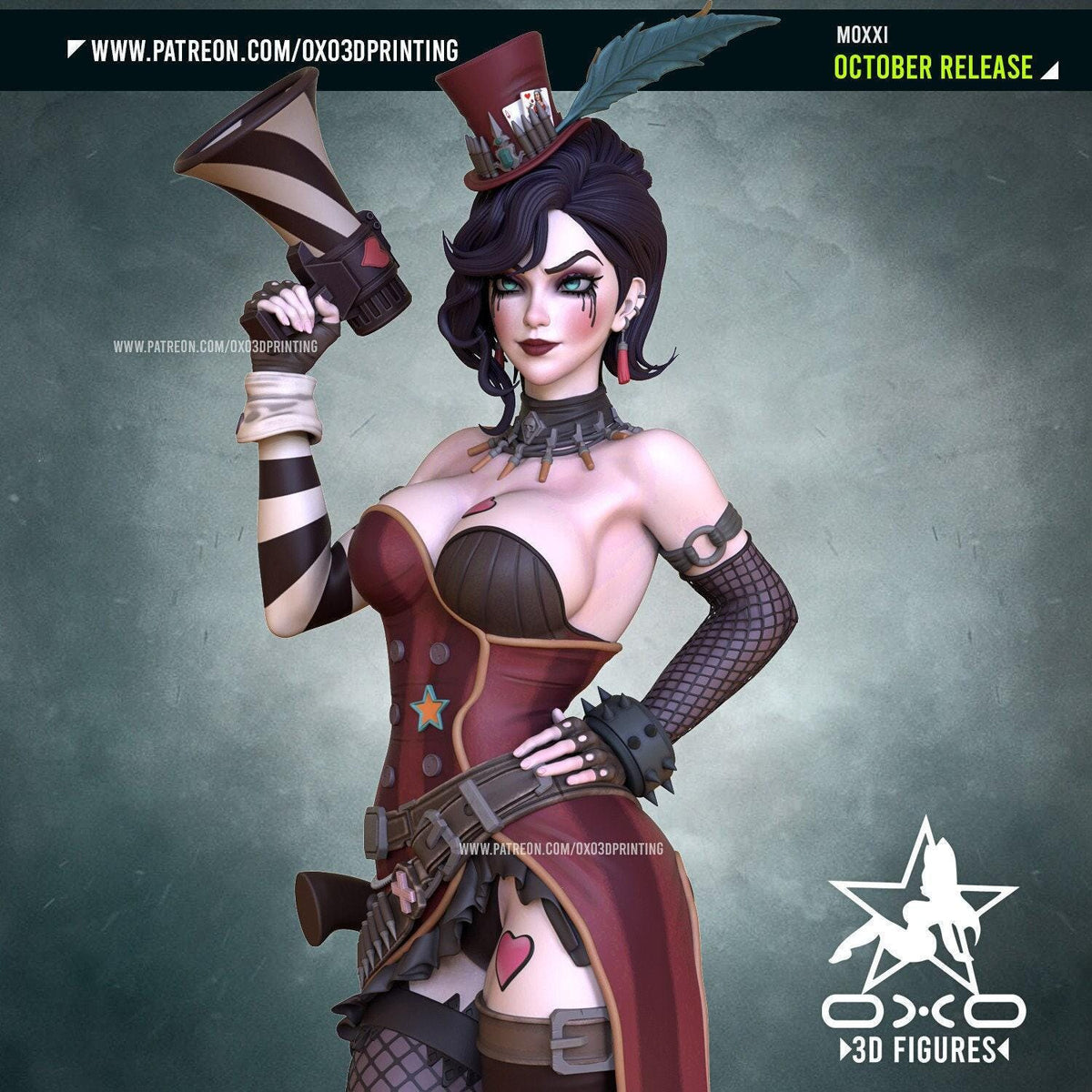 Moxxie NSFW 3D Printed Statue – Mature Steampunk Saloon Resin Collectible, Made to Order for Adult Collectors & Fans