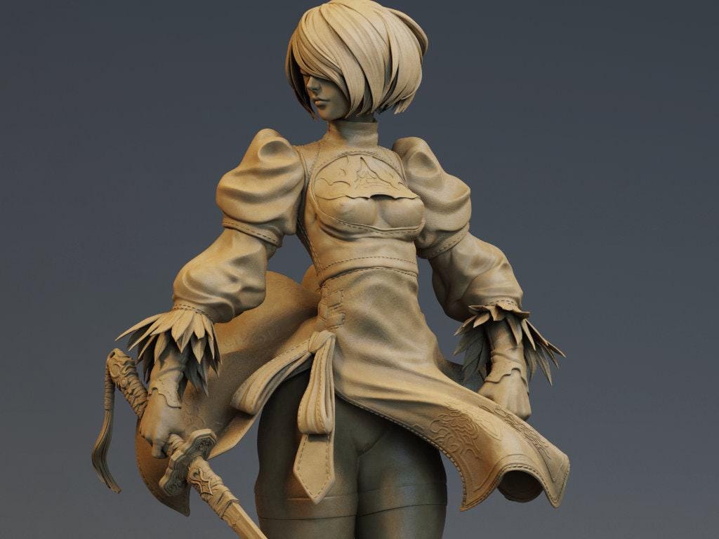 Nier Automata 2B 3D Printed Collectible Mini Statue – Iconic Gaming Figure (NSFW Option)