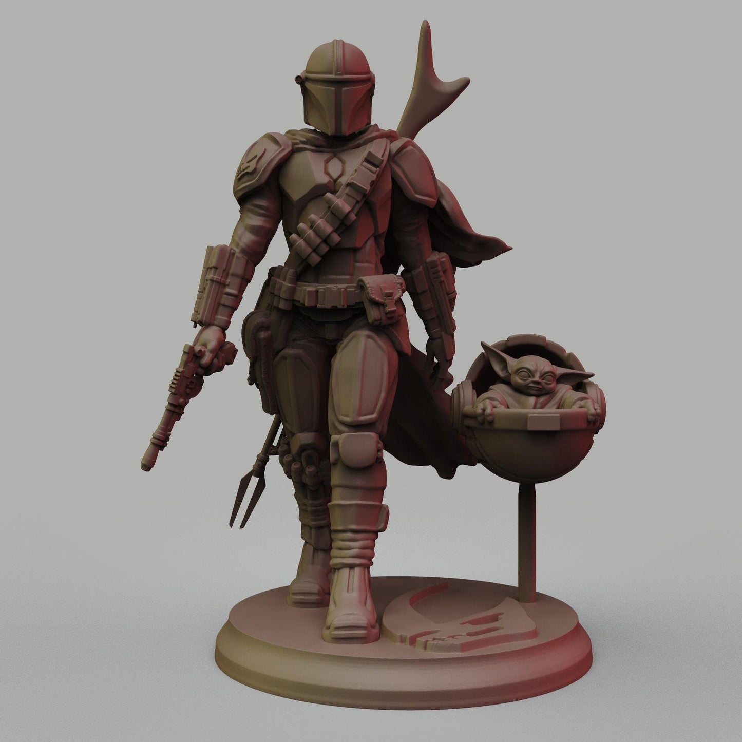 Bounty Hunter with Companion Collectible Fanart Miniature, 3d Print, 3d Printed Miniature