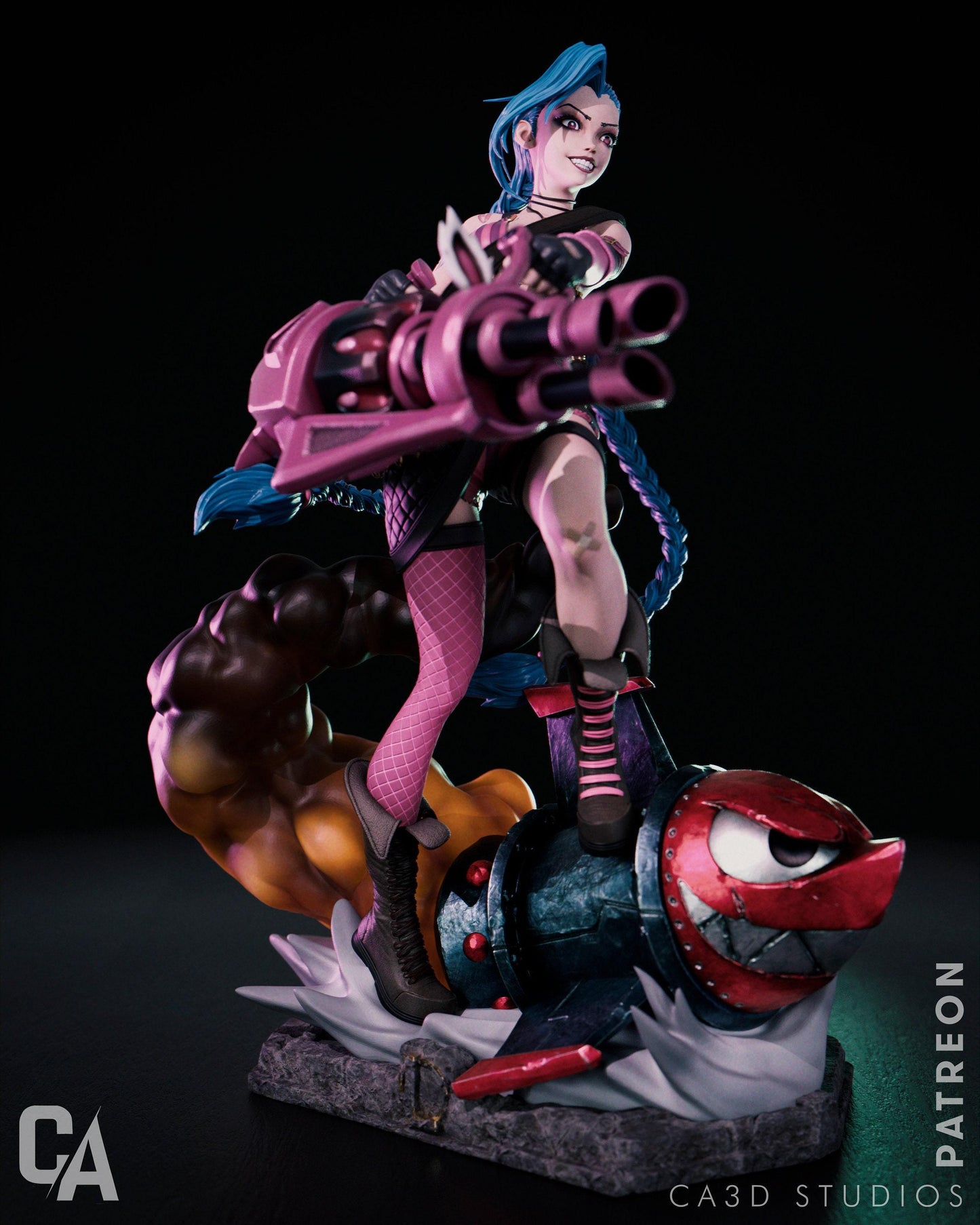 Arcane Jinx 3D Printed Statue, a Hand-Painted League of Legends Collectible Figure. A Must-Have Gaming Gift and Desk Decor.