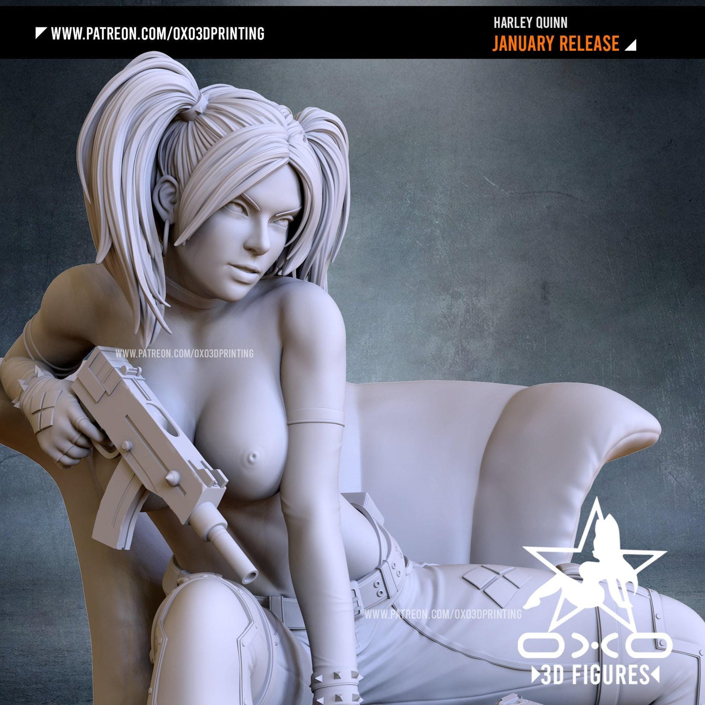 Harley Quinn 3D Print Statue Figure: Exquisite NSFW DC Collectible – Premium Adult Anti-Hero for Fans