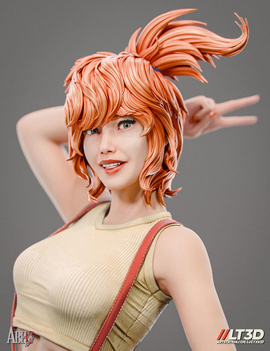 Misty Collectible Statue Hand-Painted 3D Resin Figure - Ready-to-Display Heroine, Cerulean Gym Leader Art, Anime Memorabilia