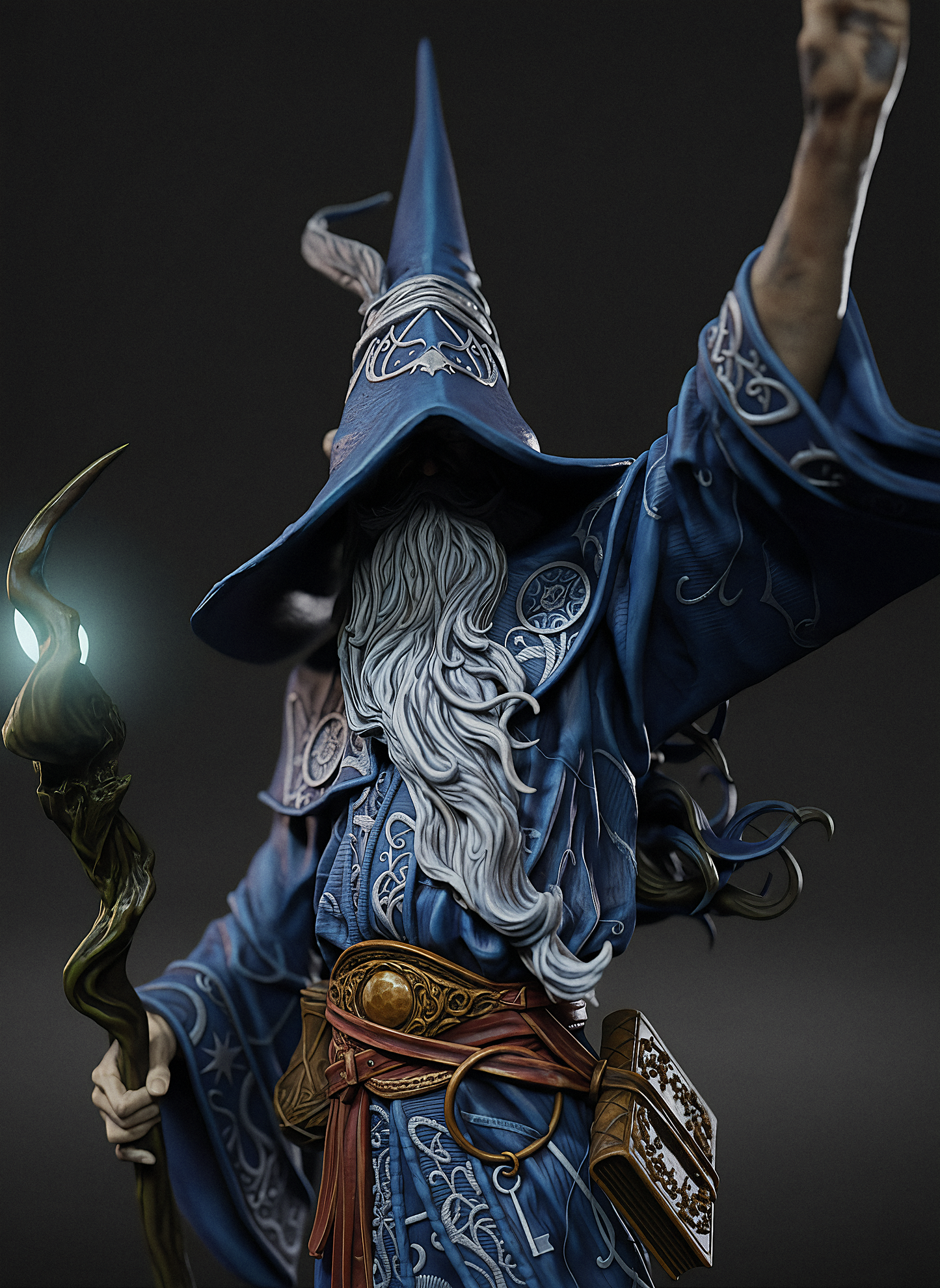 Merlin the Wizard 3D Printed Statue - Hand-Painted Fantasy Collectible or Unpainted RPG Miniature for DIY Painting