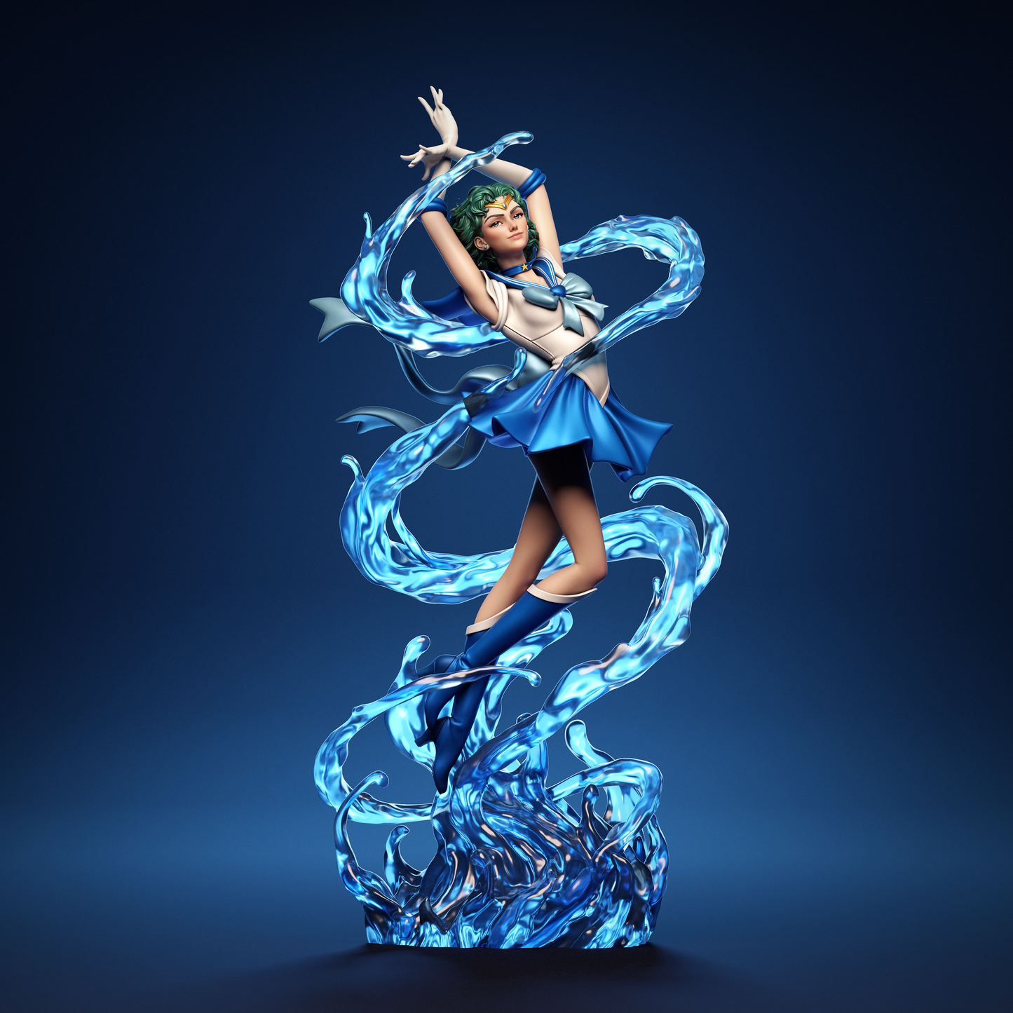 Hand-Painted Sailor Mercury 3D Printed Statue | Anime Figure Collectible | Detailed Fan Art Sculpture