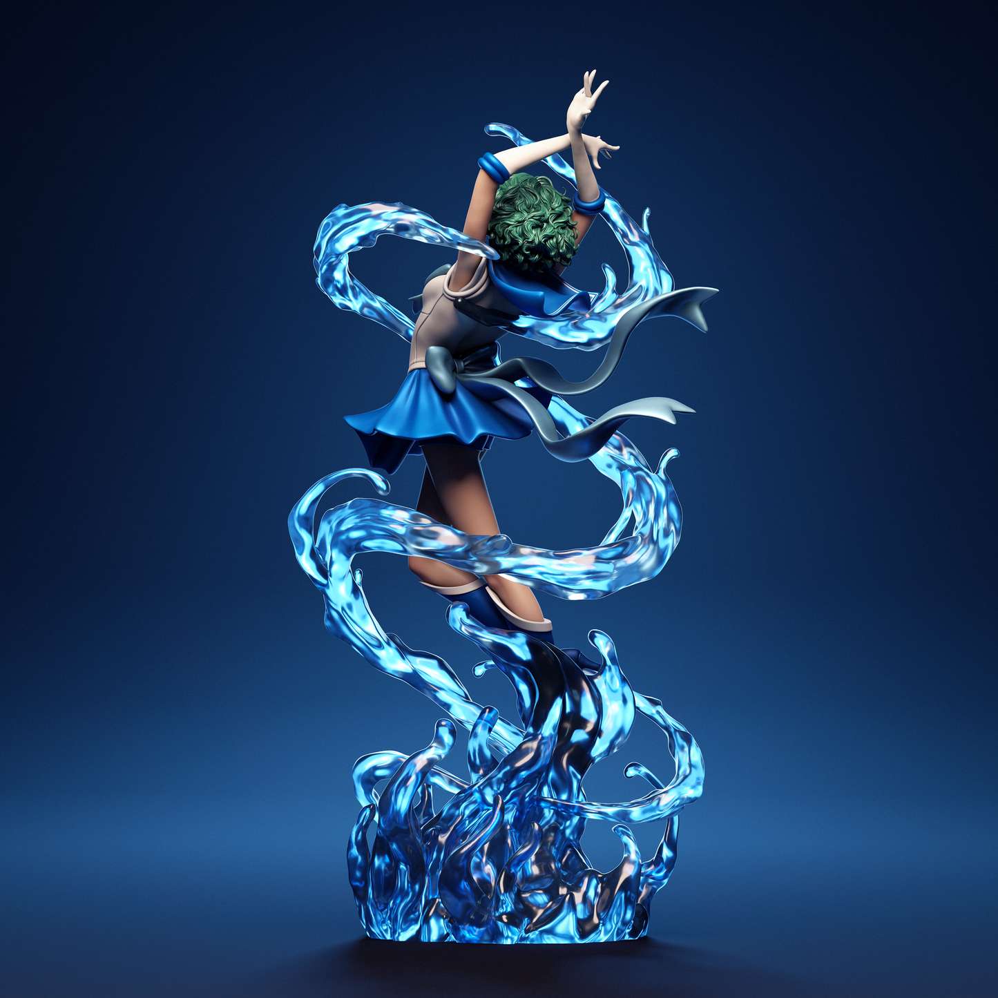 Hand-Painted Sailor Mercury 3D Printed Statue | Anime Figure Collectible | Detailed Fan Art Sculpture