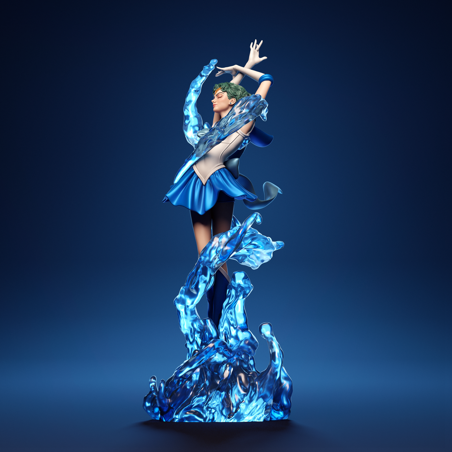 Hand-Painted Sailor Mercury 3D Printed Statue | Anime Figure Collectible | Detailed Fan Art Sculpture
