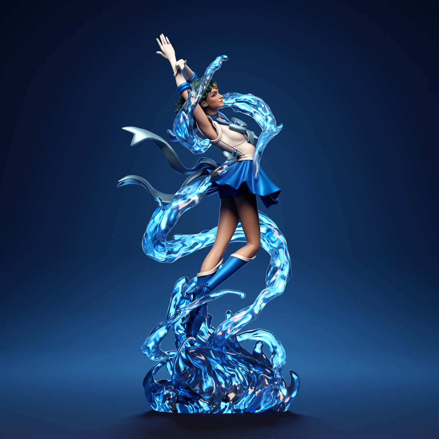 Hand-Painted Sailor Mercury 3D Printed Statue | Anime Figure Collectible | Detailed Fan Art Sculpture