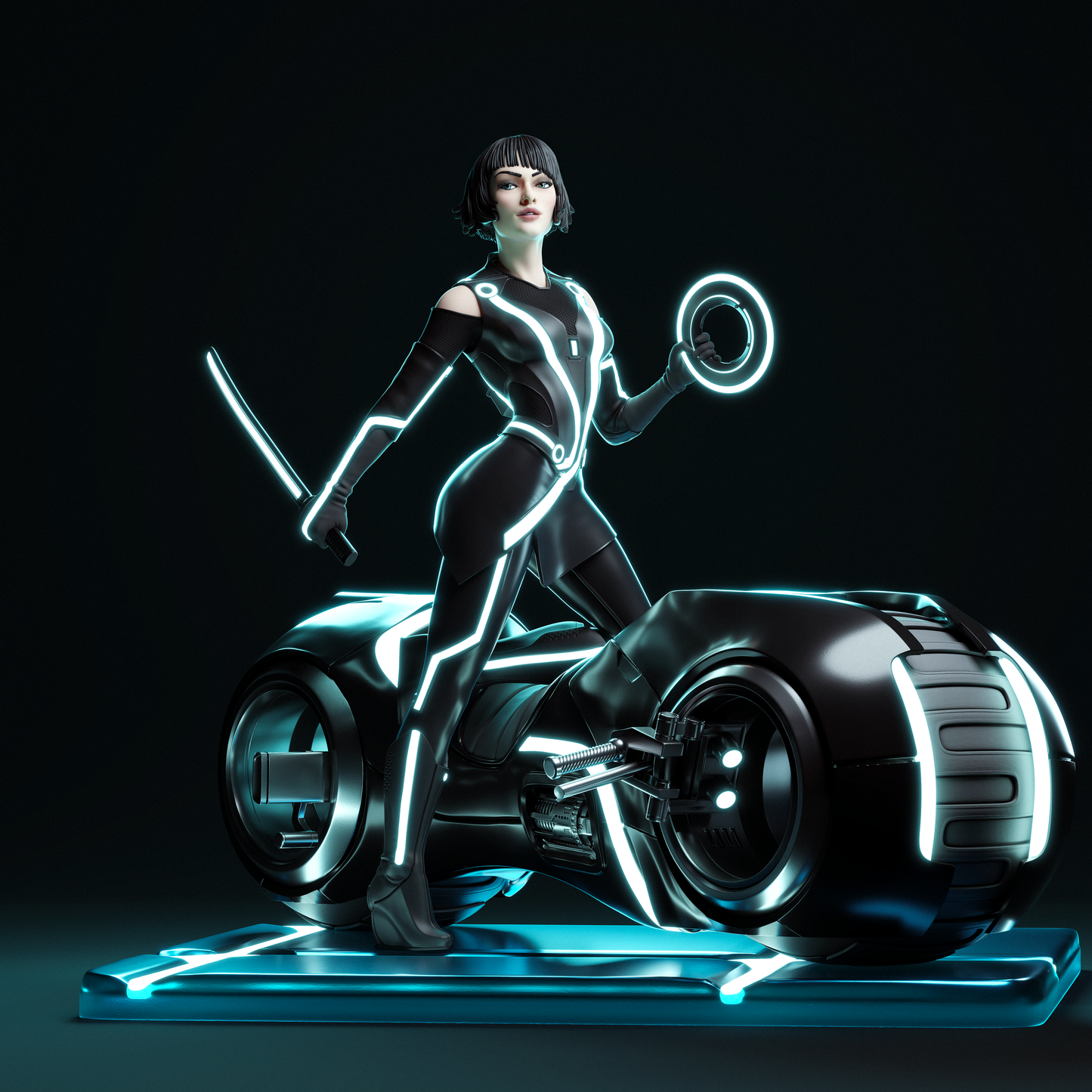 Hand-Painted Quorra Statue – Tron Legacy 3D Printed Collectible Figure, Adult Display Piece with NSFW Option