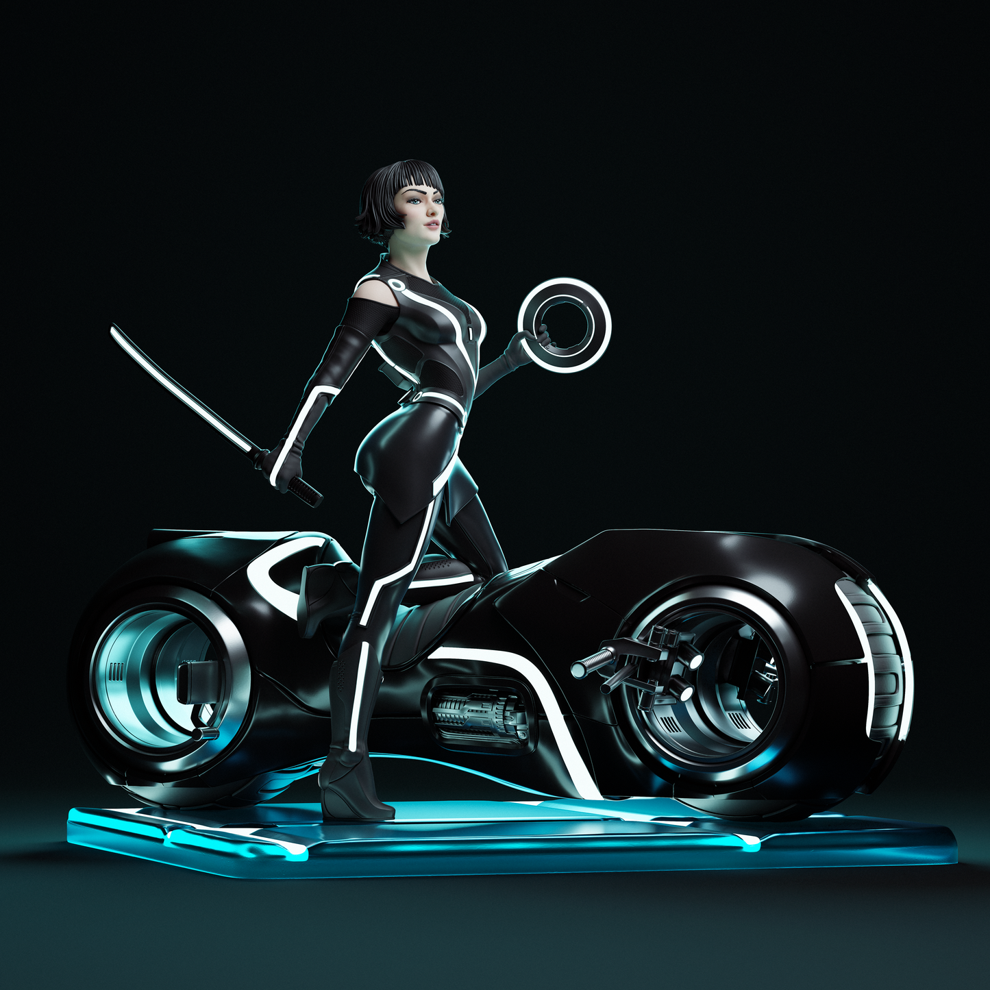 Hand-Painted Quorra Statue – Tron Legacy 3D Printed Collectible Figure, Adult Display Piece with NSFW Option