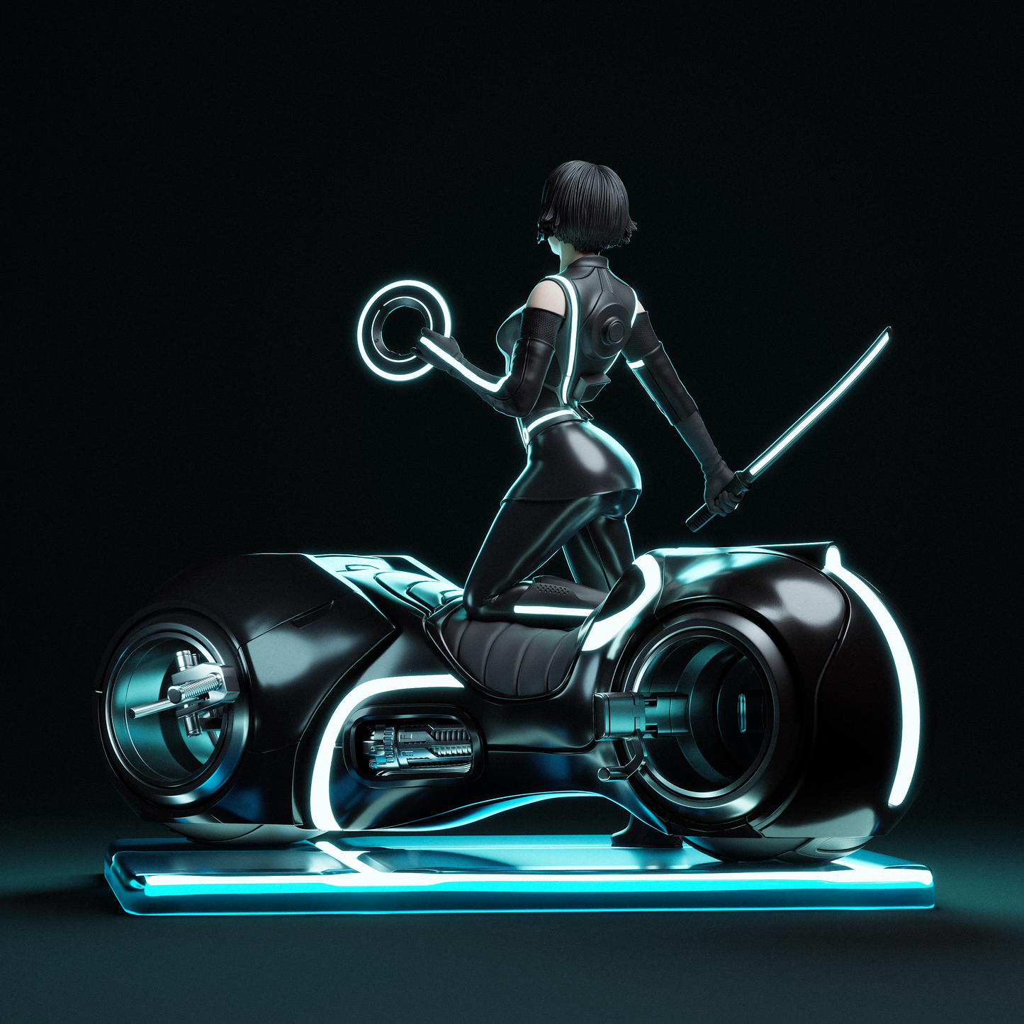 Hand-Painted Quorra Statue – Tron Legacy 3D Printed Collectible Figure, Adult Display Piece with NSFW Option