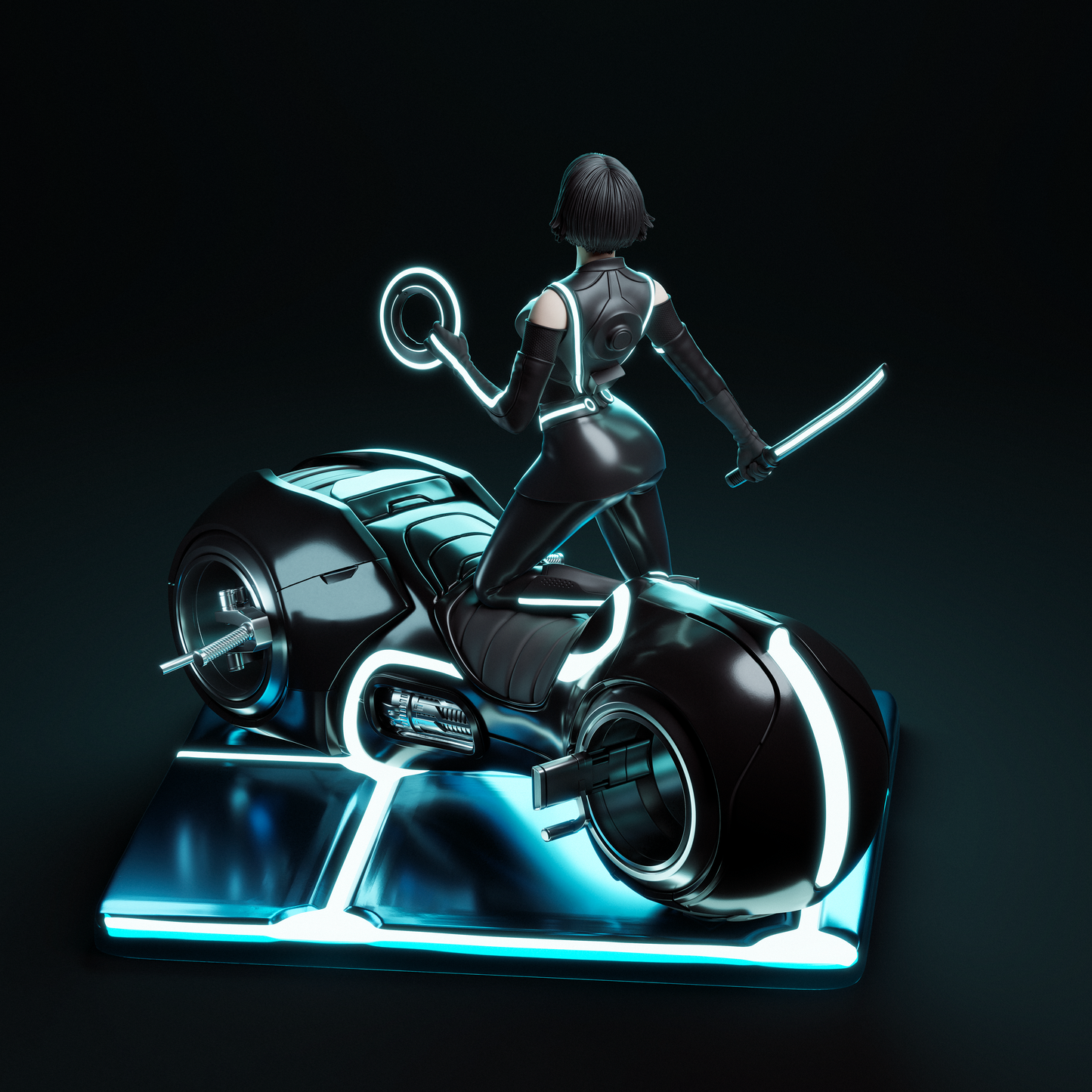 Hand-Painted Quorra Statue – Tron Legacy 3D Printed Collectible Figure, Adult Display Piece with NSFW Option