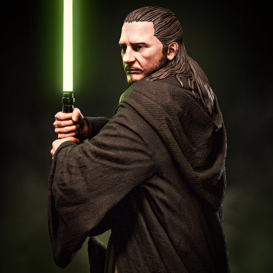 Hand-Painted Qui-Gon Jinn Statue – Star Wars 3D Printed Collectible Figure, Jedi Master Display Piece
