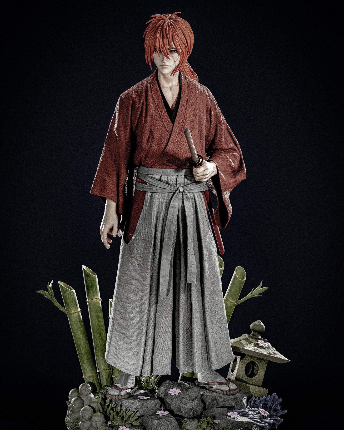 Hand-Painted Rurouni Kenshin Himura Statue | 3D Printed Anime Figure | Unpainted Model Kit Option