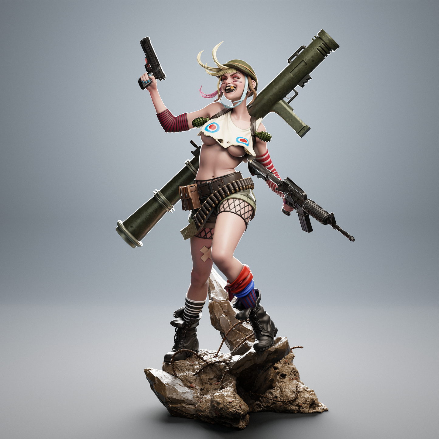 Tank Girl 3D Printed Collectible Statue - Hand-Painted Figure from Classic Comics - High-Quality Fan Art
