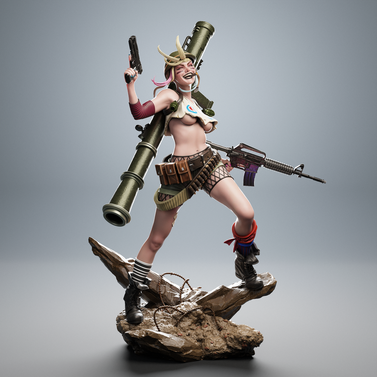 Tank Girl 3D Printed Collectible Statue - Hand-Painted Figure from Classic Comics - High-Quality Fan Art