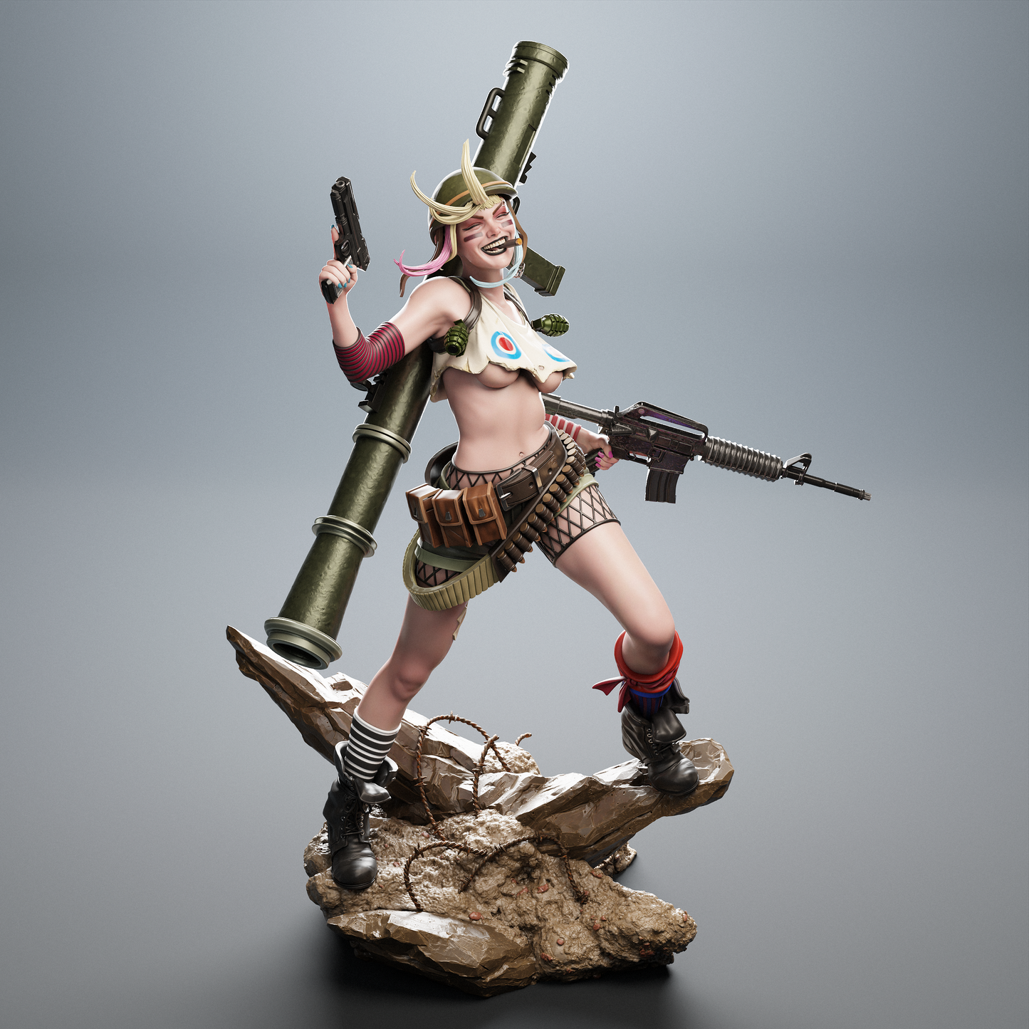 Tank Girl 3D Printed Collectible Statue - Hand-Painted Figure from Classic Comics - High-Quality Fan Art