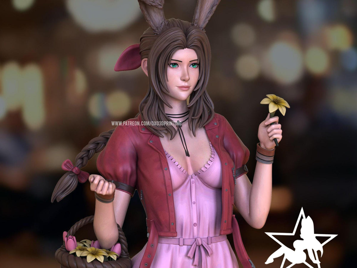 Aerith Bunny NSFW 3D Printed Statue – Mature Final Fantasy Pin-Up Resin Collectible, Made to Order for Adult Collectors