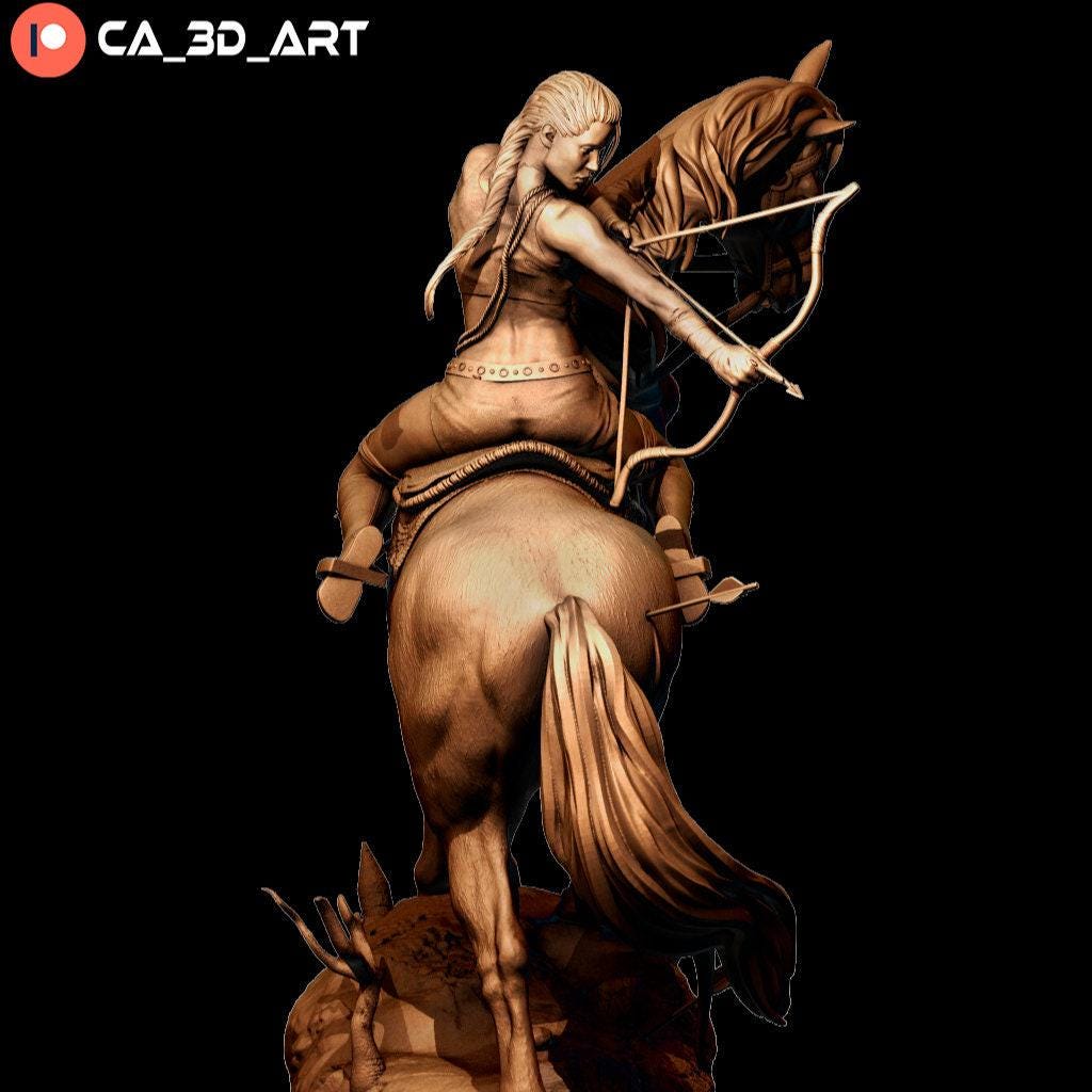 Lara Croft on Horse 3D Print Statue: Epic Collectible Figure for Tomb Raider Fans!