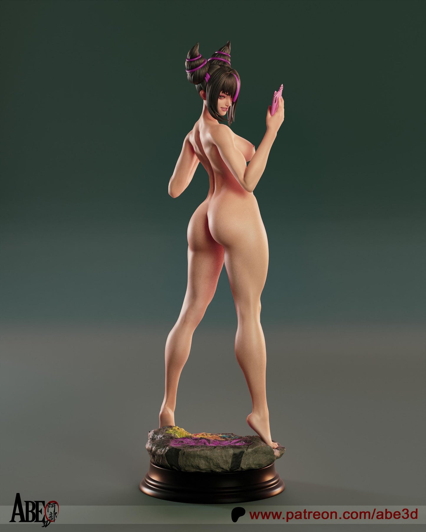 Juri Hand-Painted 3D Resin Statue - Ready-to-Display Taekwondo Siren, Street Fighter 6 Art, Villainous Centerpiece