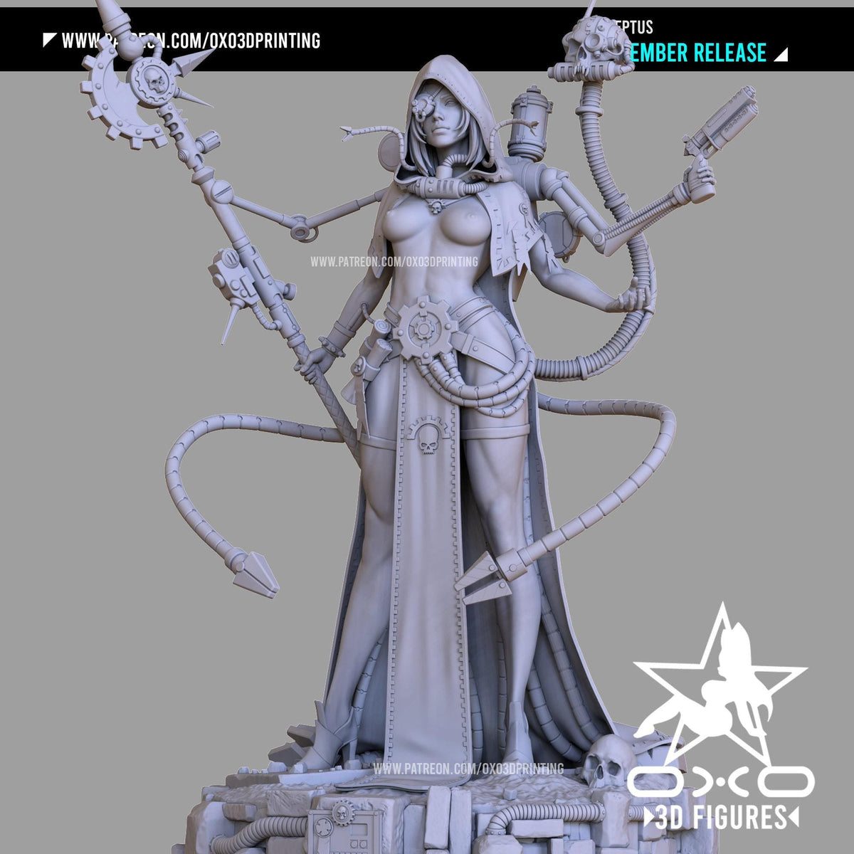 Adeptus Mechanicus NSFW 3D Printed Statue – Mature Tech-Priestess Resin Collectible, Made to Order for Adult Collectors