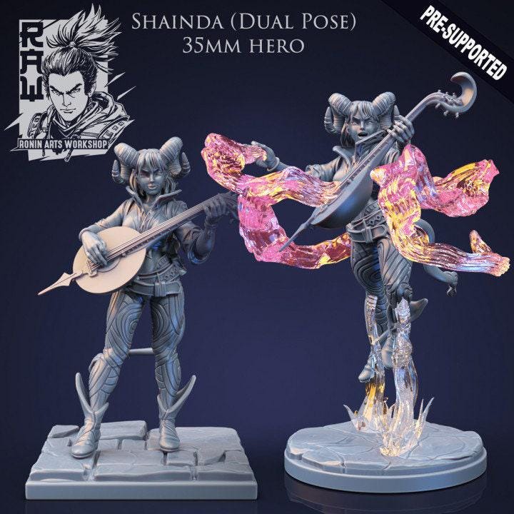 Shainda Tiefling Bard: A Captivating 3D-Printed Miniature for DnD, Pathfinder, and Tabletop Adventures 35 mm