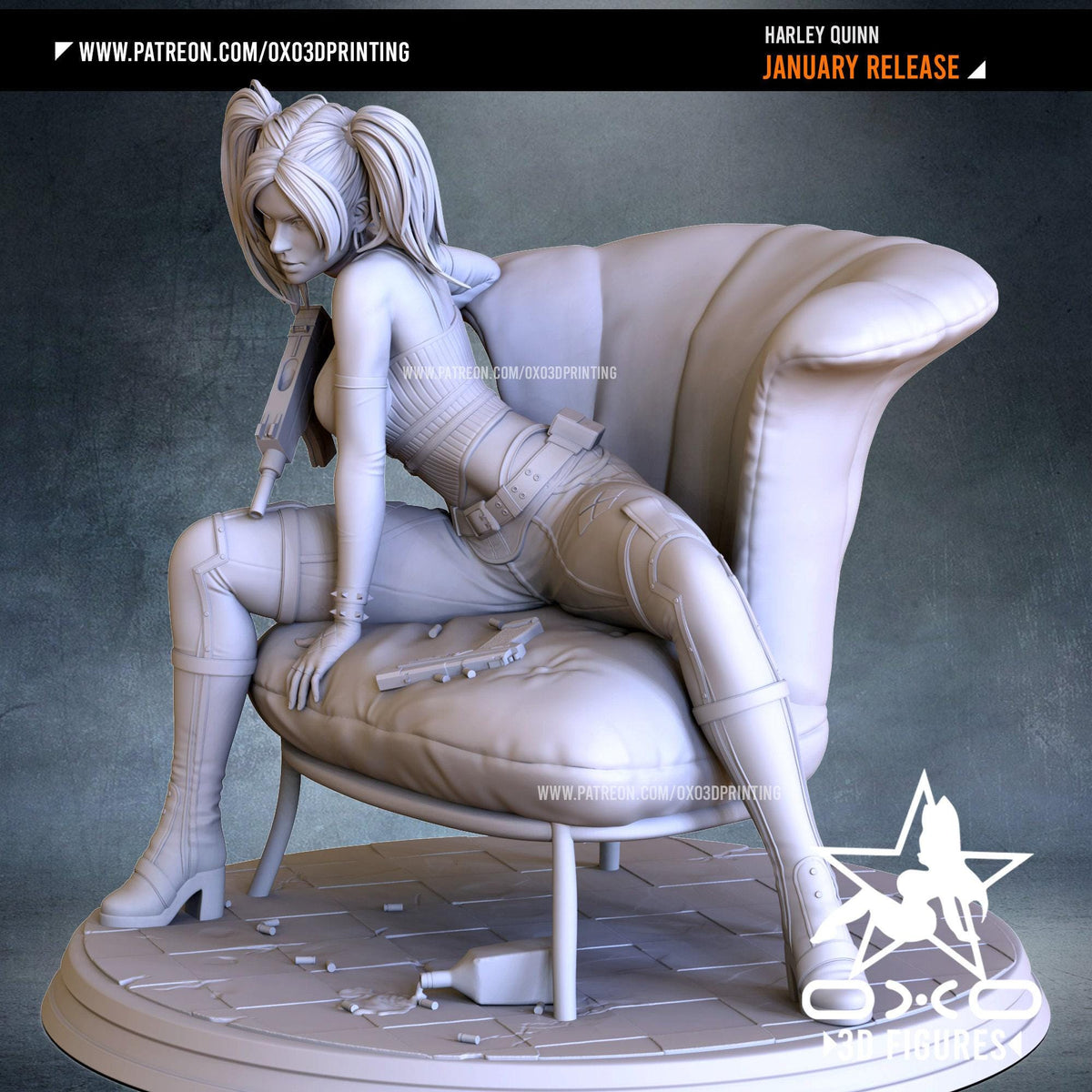 Harley Quinn NSFW 3D Printed Statue – Mature DC Anti-Hero Resin Collectible, Made to Order for Adult Collectors & Fans