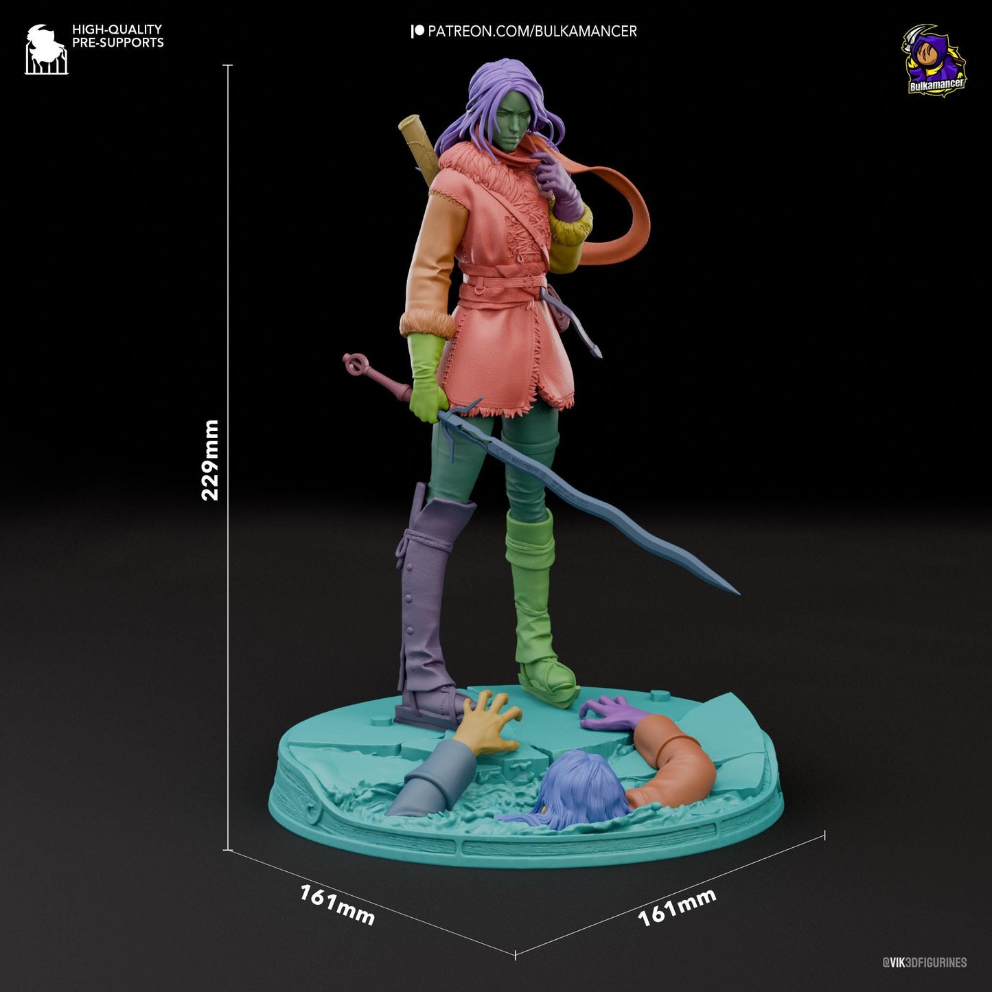 a figurine of a woman with a sword on a table
