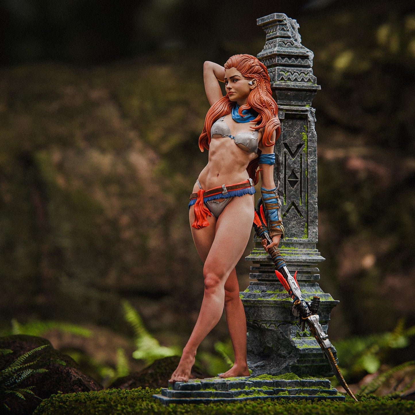 Aloy Collectible Statue Hand-Painted 3D Resin Figure - Ready-to-Display Nora Warrior, Horizon Zero Dawn Memorabilia