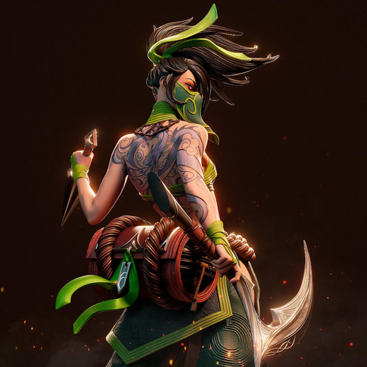 Akali Collectible Statue Hand-Painted 3D Resin Figure - Ready-to-Display Rogue Assassin, League of Legends Memorabilia, Kama Weapon Art