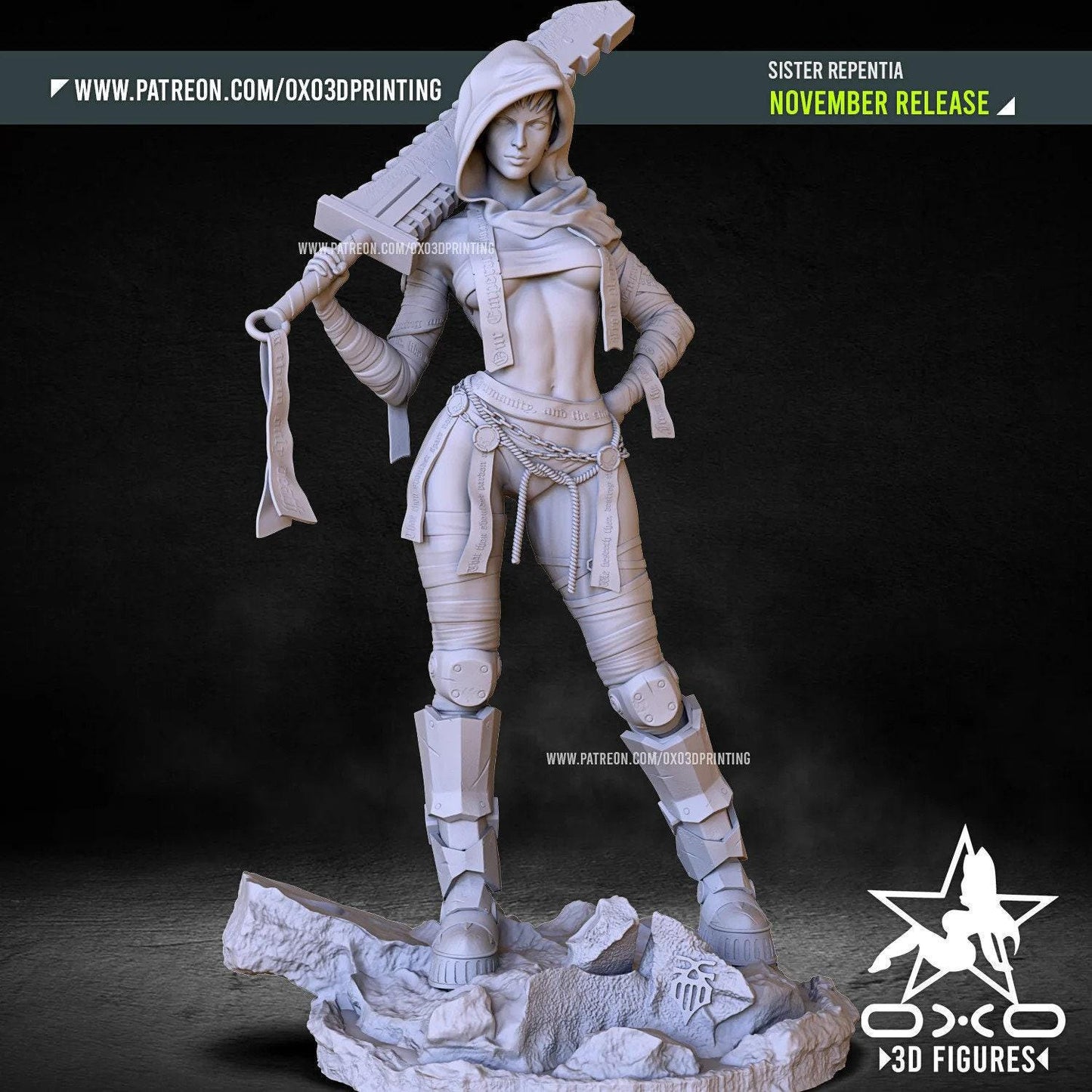 Sister Repentia 3D Print Collectible Statue - Warhammer 40K Adepta Sororitas NSFW Figure