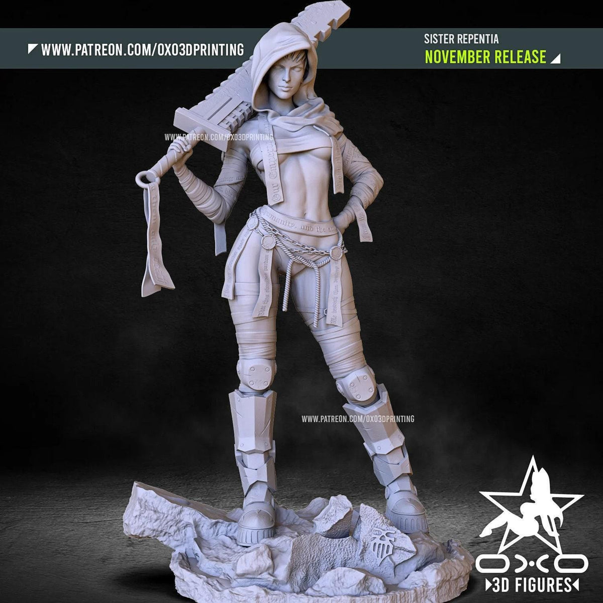 Sister Repentia NSFW 3D Printed Statue – Mature Grimdark Warrior Resin Collectible, Made to Order for Adult Collectors
