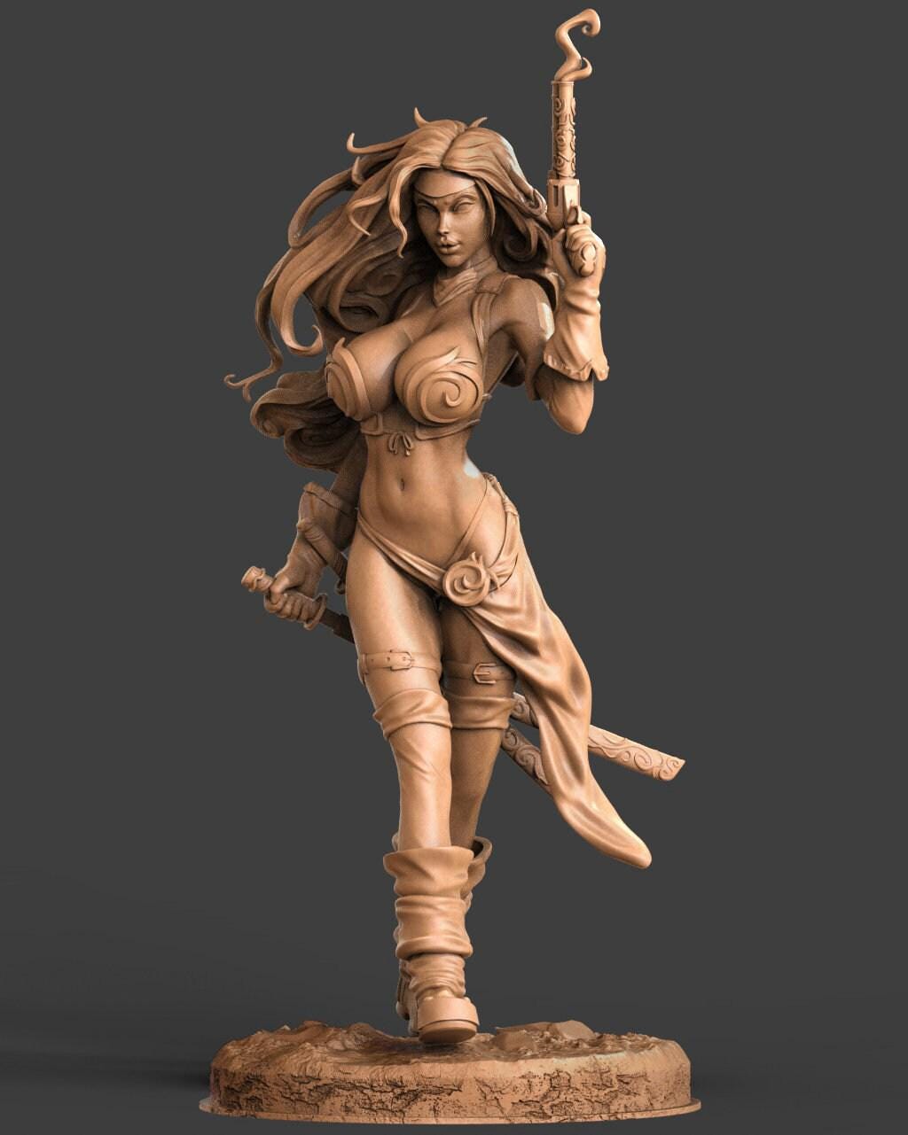 Red Monika Battle Chasers NSFW 3D Printed Statue – Mature Comic Resin Collectible, Made to Order for Adult Collectors