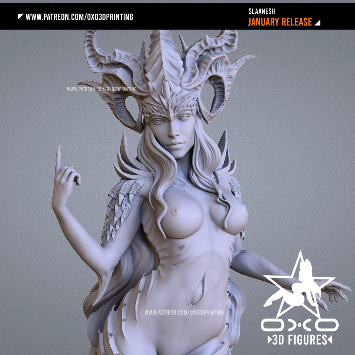 Slaanesh Waifu NSFW 3D Printed Statue – Mature Warhammer-Inspired Resin Collectible, Made to Order for Adult Collectors