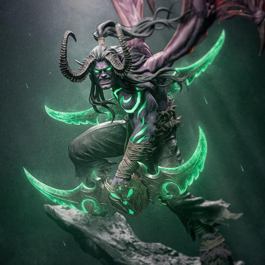 a digital painting of a demon on a rock