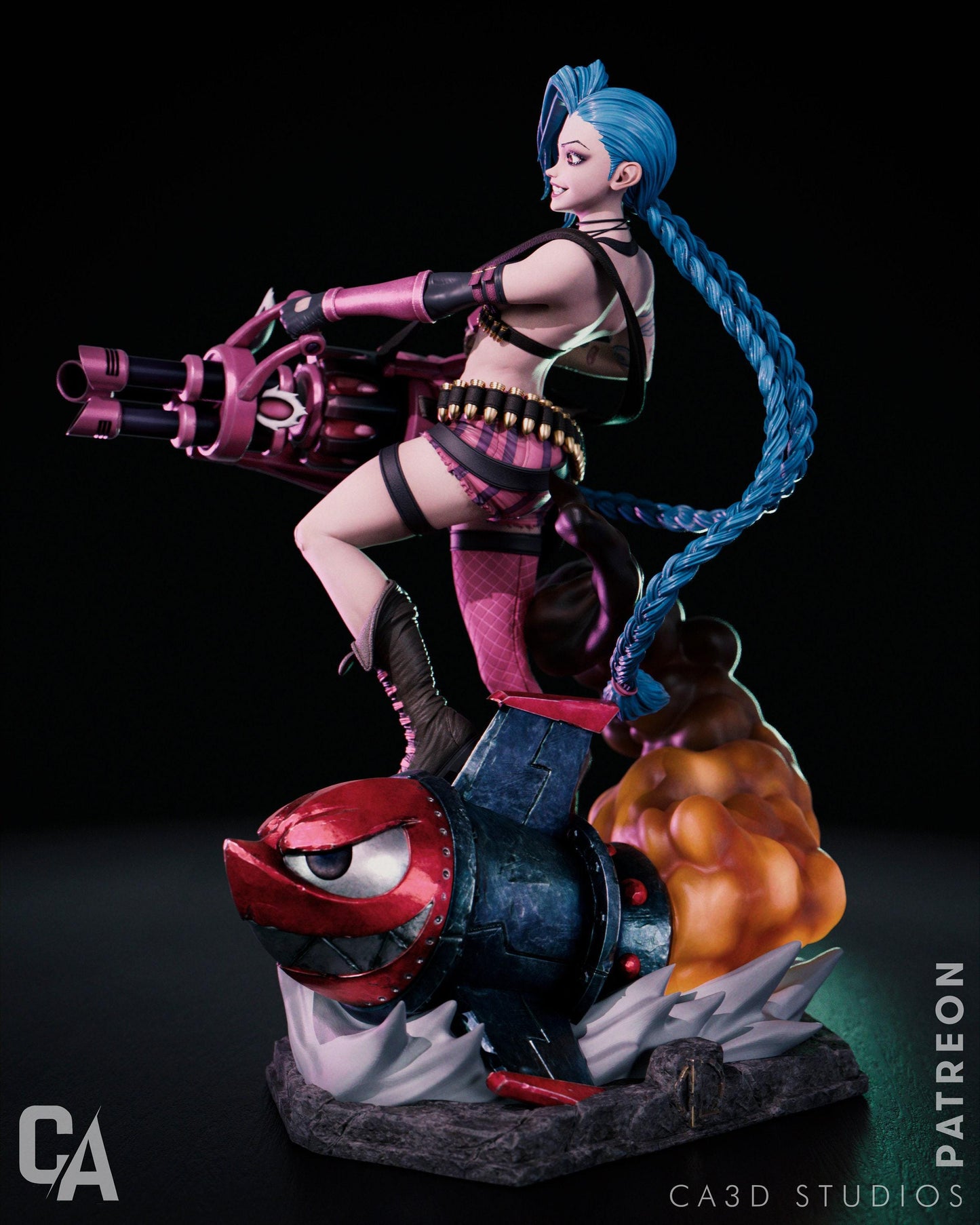 Arcane Jinx 3D Printed Statue, a Hand-Painted League of Legends Collectible Figure. A Must-Have Gaming Gift and Desk Decor.