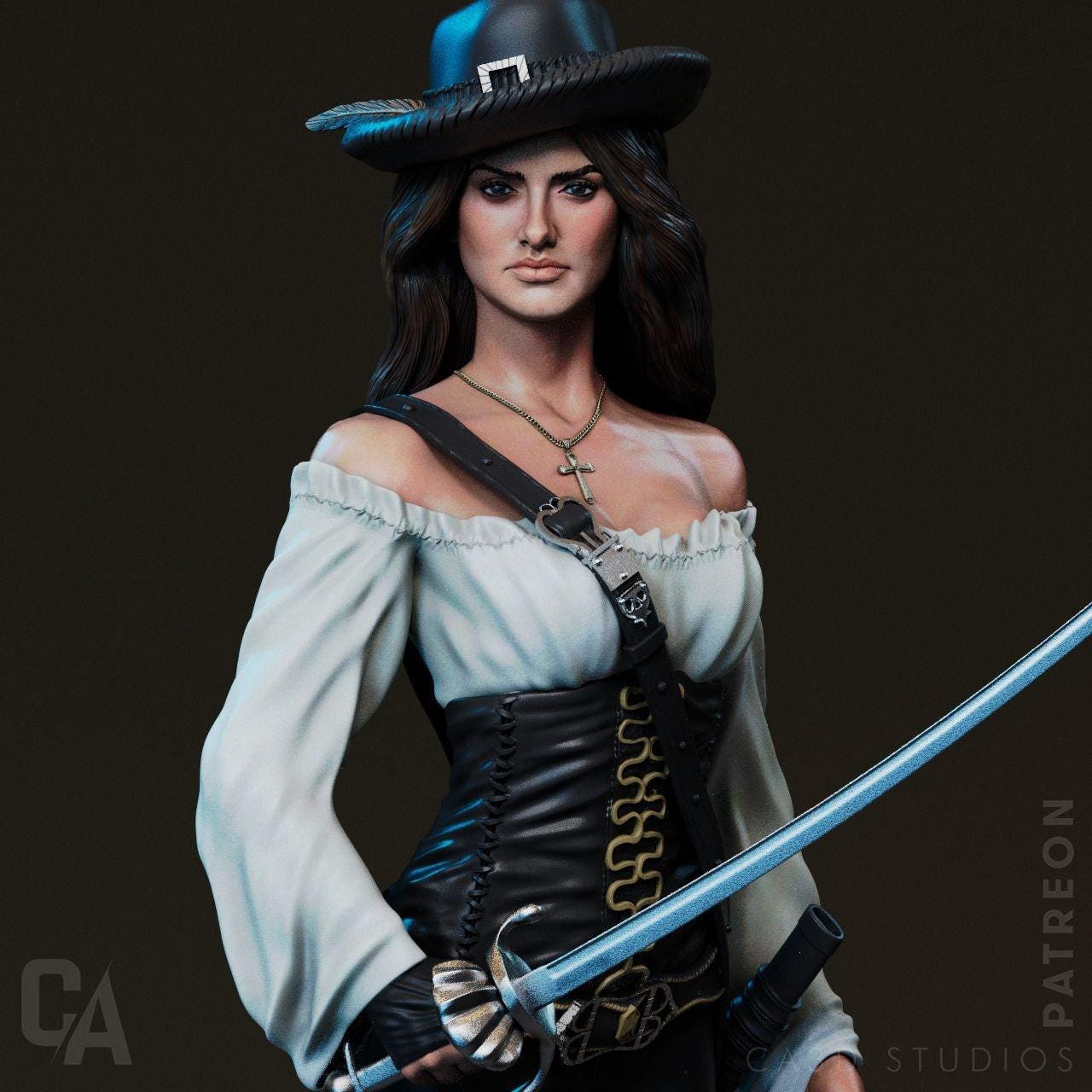 Angelica Teach: 3D-Printed Collectible Figure – Exquisite Pirates of the Caribbean Resin Statue for Fans
