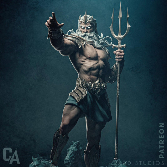 Poseidon 3D Printed Statue | Hand-Painted Greek God of the Sea Collectible Figure & Decor