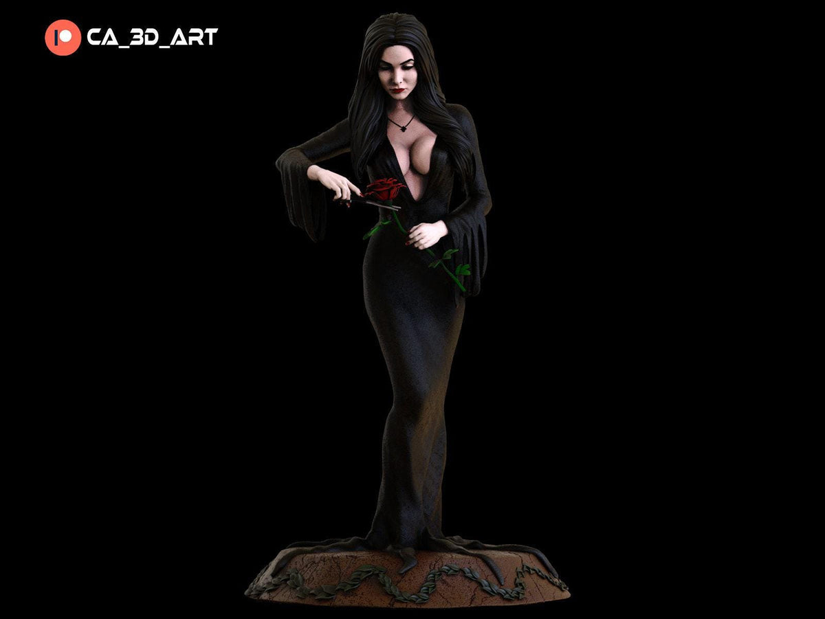 Morticia Addams NSFW 3D Printed Statue – Mature Gothic Matriarch Resin Collectible, Made to Order for Adult Collectors