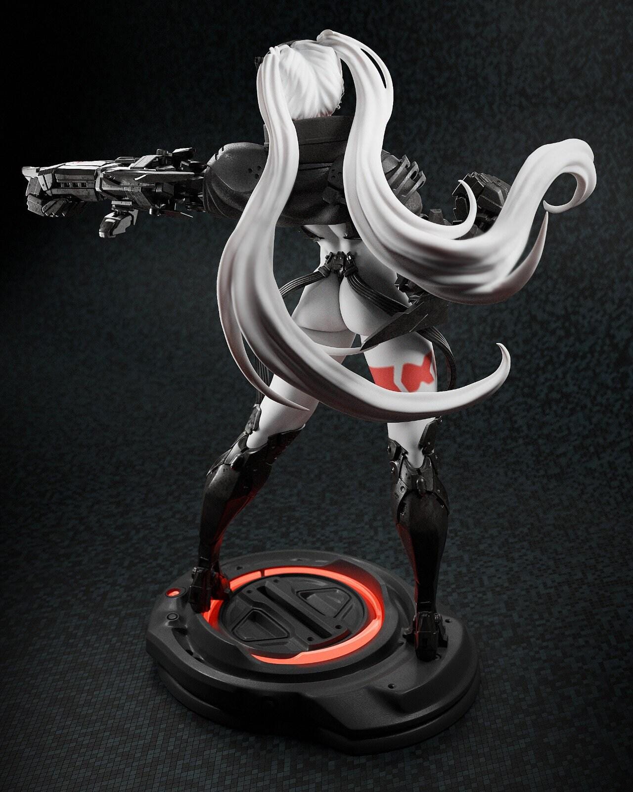 Explosive Rebecca Smasher 3D Printed Statue: Iconic Cyberpunk Edgerunners Anime Fan Art Collectible